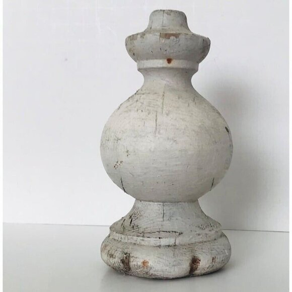 Victorian San Francisco White Wood Newel Post Finial Cap Salvage 6" Antique - Picture 3 of 9